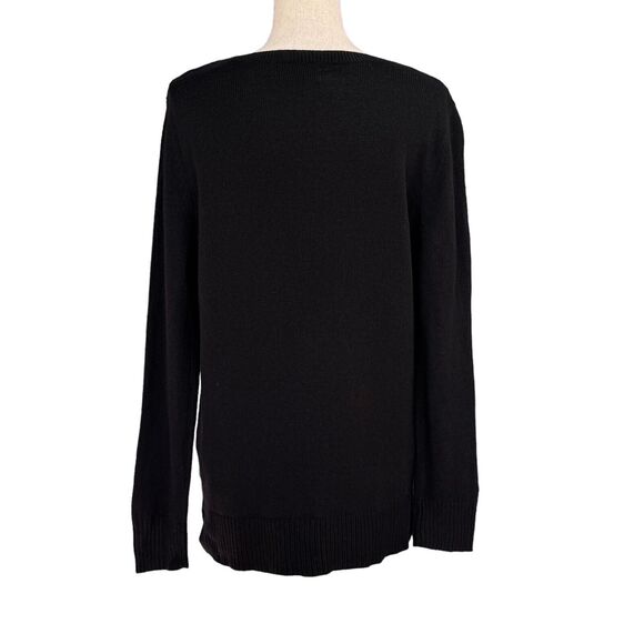 Karen Scott Small Sweater Crossover V-Neck Long Sleeve Stretch Pullover Black - Picture 3 of 7